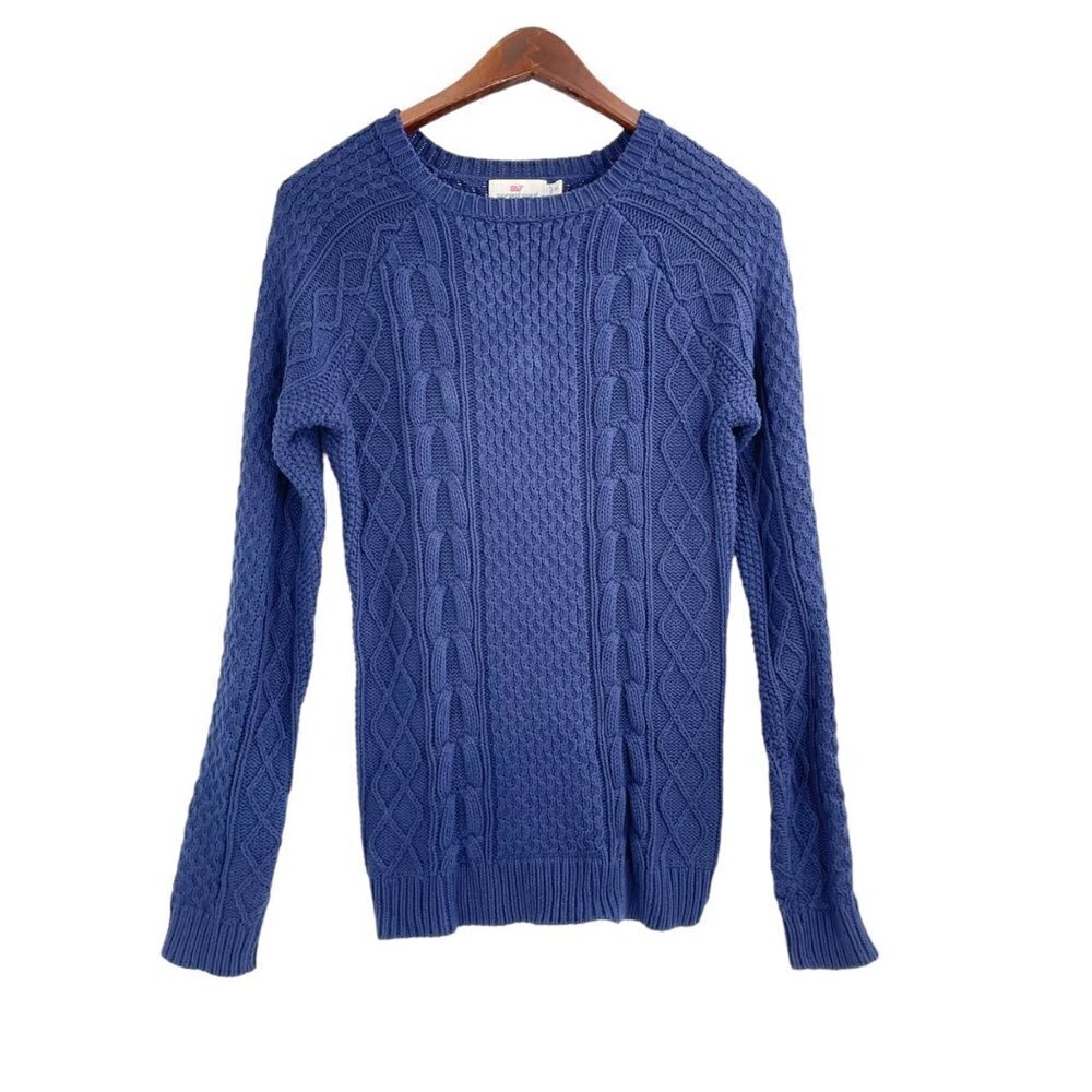 Vineyard Vines Blue Cable Knit Sweater Womens XXS 100% Cotton Classic Preppy